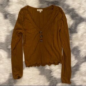 Brown cropped Long Sleeve Top